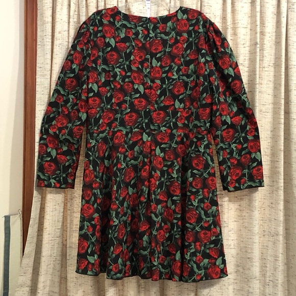 PrettyLittleThing Floral Plunging Neckline Long Sleeve Dress - 16 - Picture 6 of 8